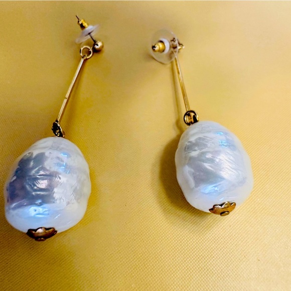Faux Pearl Dangle Earrings - Natural Look with Elegant Texture $9 - Picture 3 of 5
